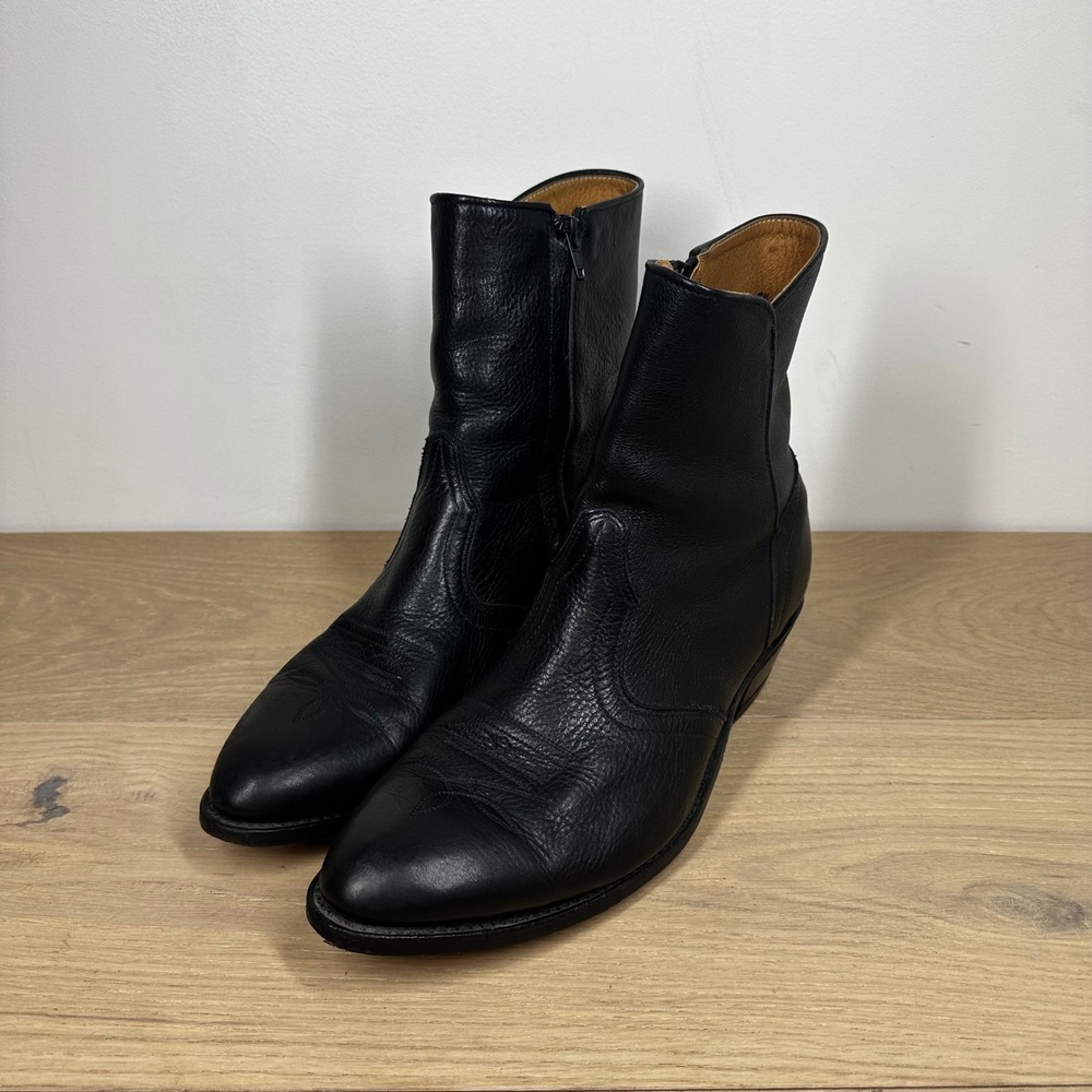 Silver Rebel Ankle Boots Women 9.5 Black Leather Western Cowboy Zip